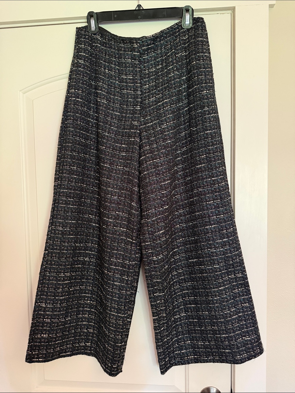 LOFT Wide-Leg Tweed Pants in Black and White - Picture 1 of 5